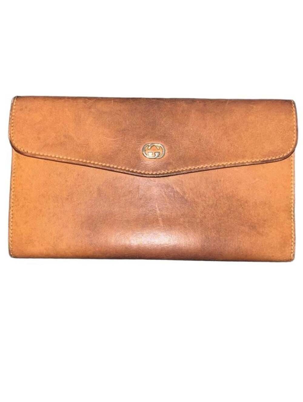 Gucci Leather Wallet Brown Made In Italy Vintage Clutch